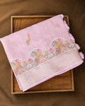 Onion Pink Colour  Peacock Embroidery Cotton Saree