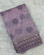 Lavender Colour Twill Net Mirror Work Saree