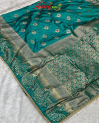 Rama Green Colour Soft Satin Silk Saree With Moti Border