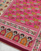 Viscose Pink Colour Digital Patchwork Printed Saree