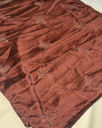 Butterfly Design Beads Work Rangoli Silk Brown Saree