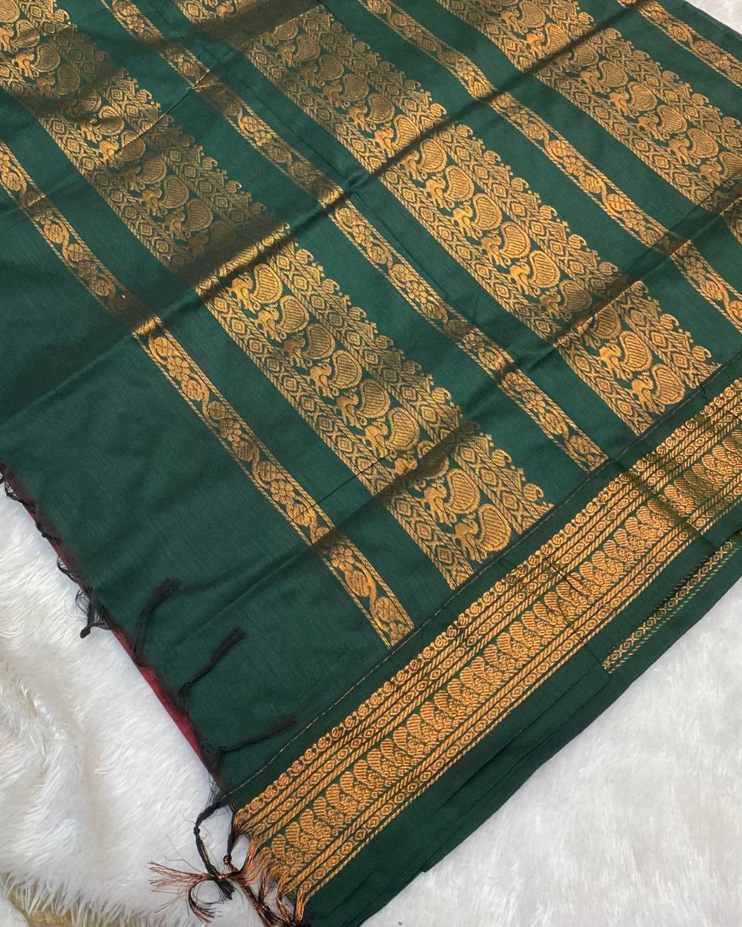 Maroon Colour Gadwal Cotton Silk Saree