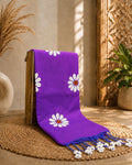 Purple Colour Cotton Floral Printed Saree
