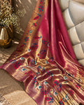 Vibrant Pink Colour Shimmer Bamboo Tissue Silk Saree