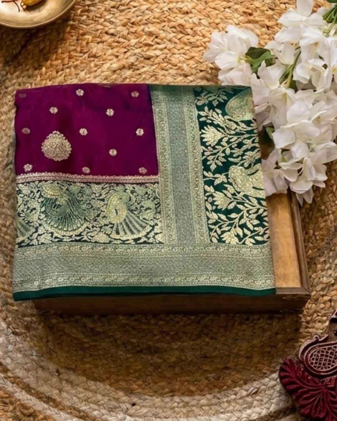 Wine Colour Soft Satin Silk Saree with Contrast Blouse Piece
