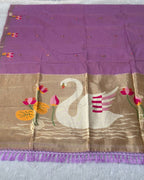 Lavender Colour Jamdani Cotton Saree