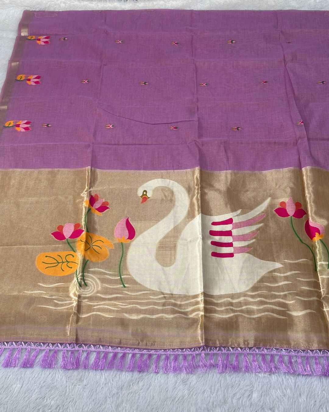 Lavender Colour Jamdani Cotton Saree