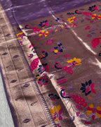 Lavender Colour Soft Satin Silk Peacock Butti Saree