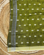Moss Green Colour Khadi Cotton Saree