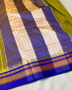 Dusty Parrot Green Colour Irkal/Ilkal Cotton Saree