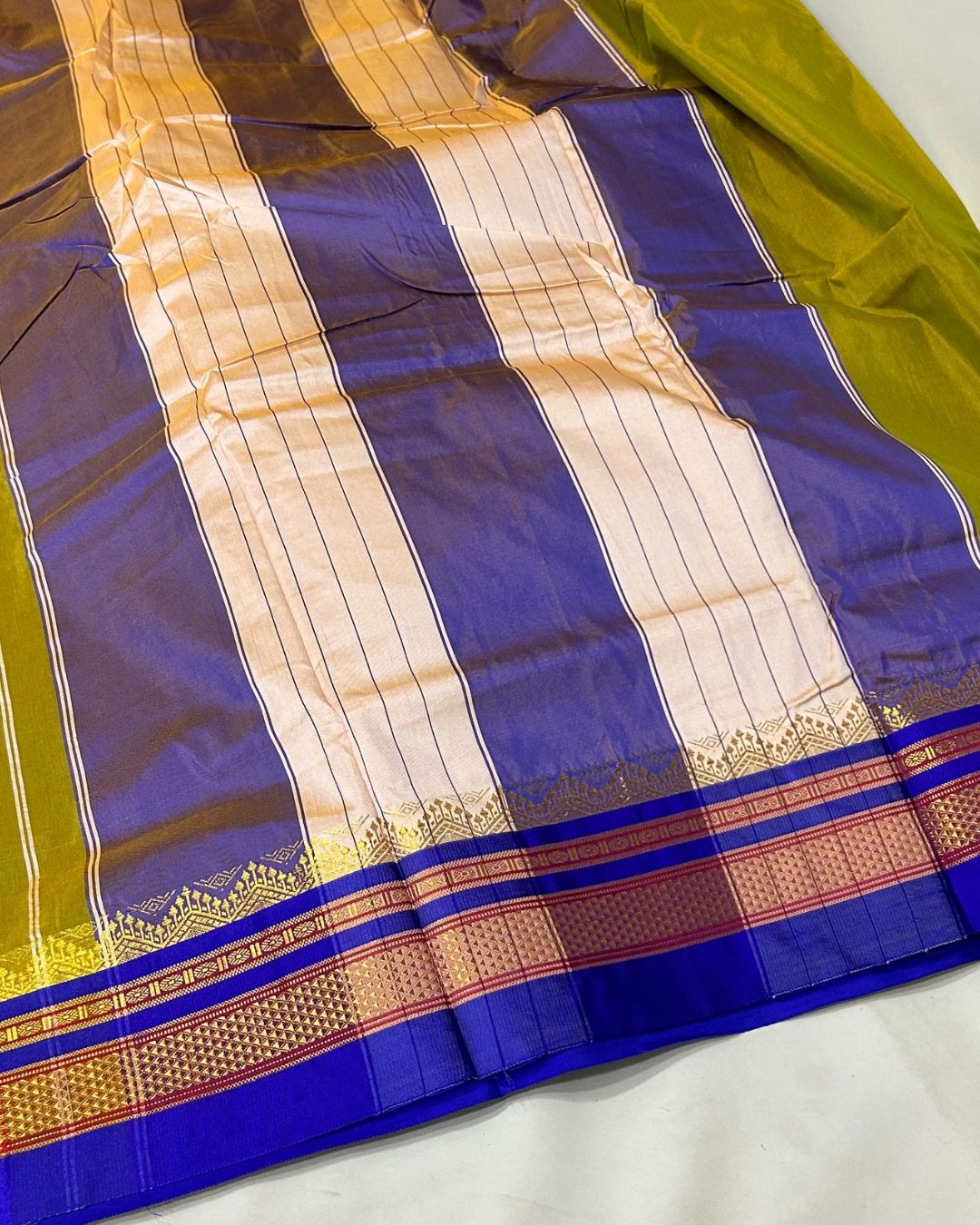 Dusty Parrot Green Colour Irkal/Ilkal Cotton Saree