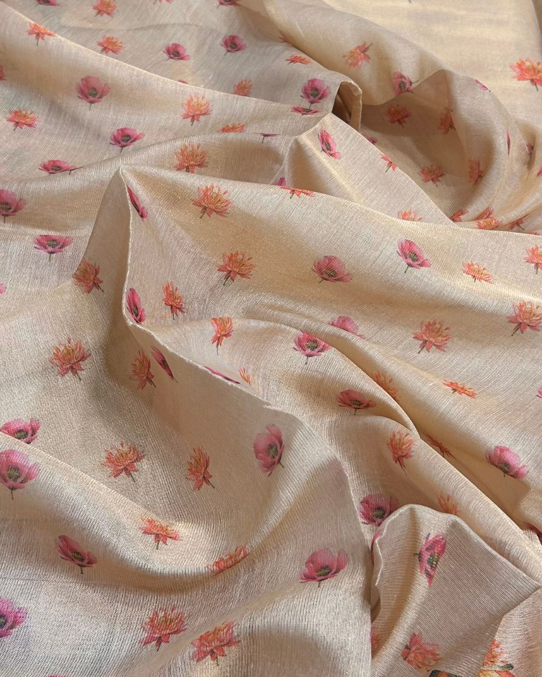 Golden Colour Cotton Tissue Saree
