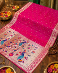 Dark Pink Colour Bamboo Paithani Saree M 15237