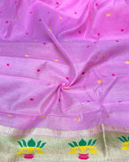 Baby pink Colour Cotton Meenakari Work Saree