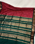 Maroon Colour Gadwal Cotton Silk Saree