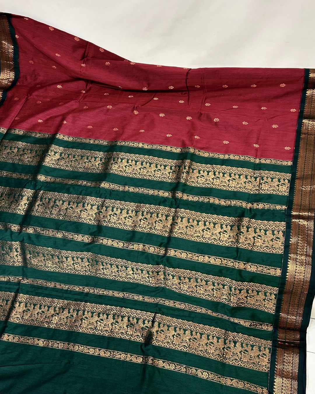 Maroon Colour Gadwal Cotton Silk Saree