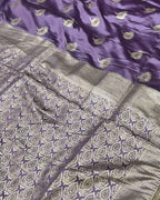 Lilac Colour Soft Silk Saree With Moti Border