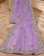 Lavender Shimmer Georgette Saree with Thread Work