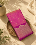Pinkish Orange Colour Semi Silk Dual Shine Zari Saree