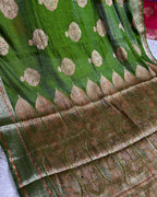 Mehendi Green Colour Shimmer Georgette Saree With Swarovski Work
