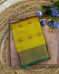 Parrot Green Colour Semi Silk Temple Border Zari Saree