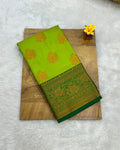 Parrot Green Colour Semi Silk Saree