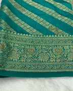 Peacock Blue Colour Vichitra Silk Swarovski Work Saree