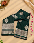 Forest Green Colour Semi-Silk Saree with Rich Zari Pallu