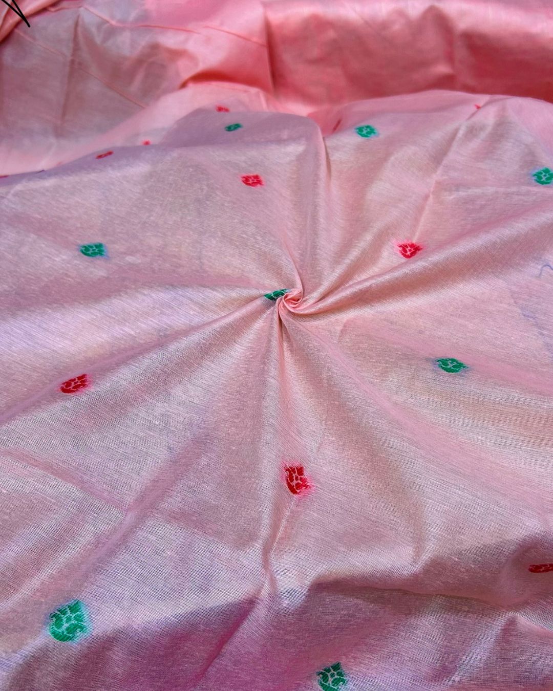 Pink Colour Cotton Meenakari Work Saree