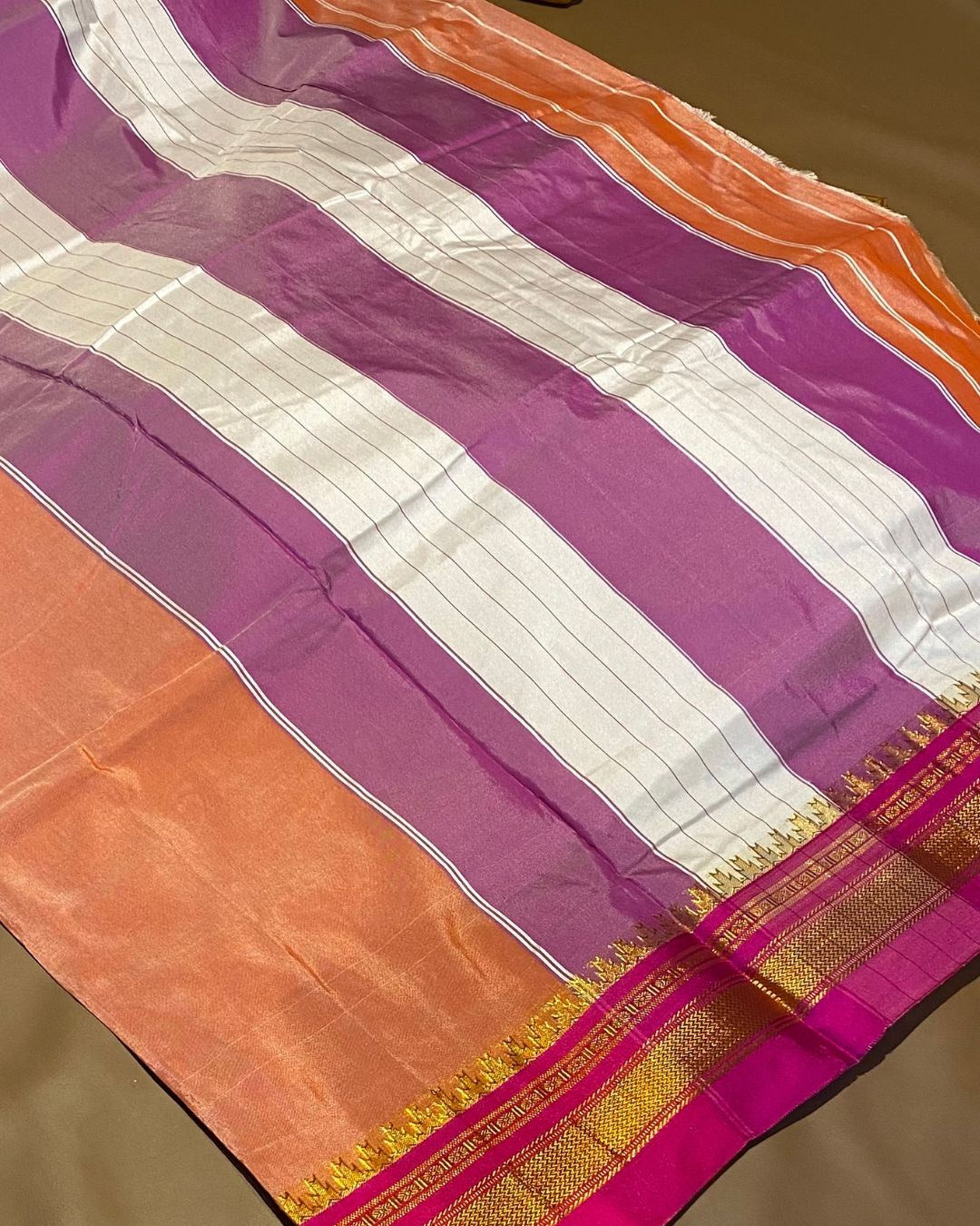 Peach Colour Irkal/Ilkal Cotton Saree