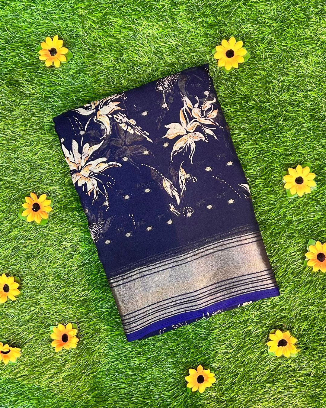 Navy Blue Colour Viscose Saree