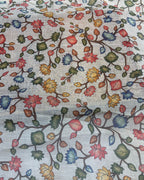 Light Pink Colour Lotus Flower Print  Linen Cotton Printed Saree