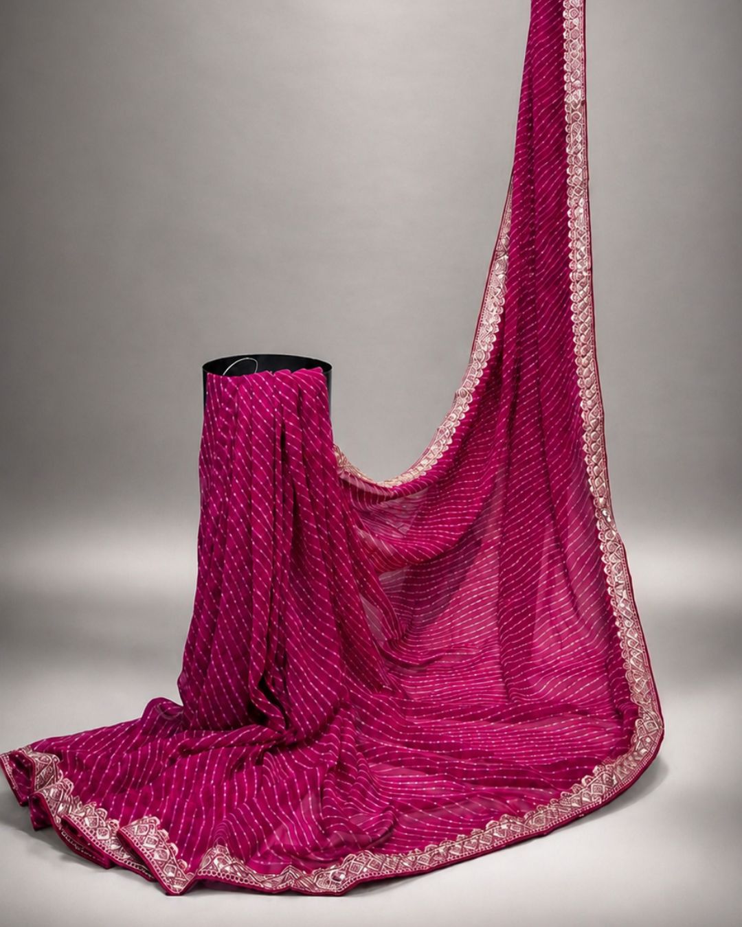 Rani Pink Colour Leheriya Georgette Saree