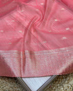 Peach Colour Semi Silk Zari Saree