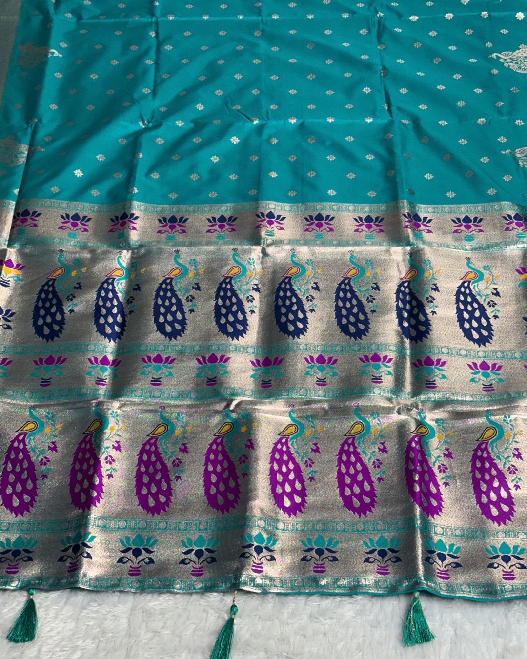 Teal Green Colour Paithani Saree