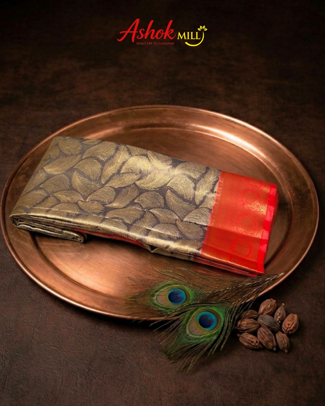 Grey Colour Kanjivaram Silk Saree with Contrast Border