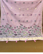 Dusty Pink Colour Muga Cotton Saree with Contrast Blouse
