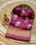 Burgundy Colour Cotton-Blend Floral Printed Saree