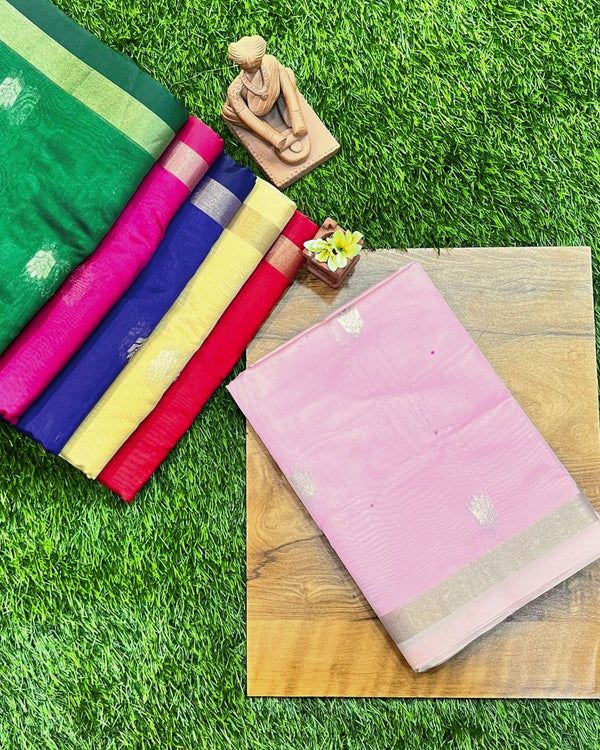 Baby Pink Colour Chanderi Cotton Saree