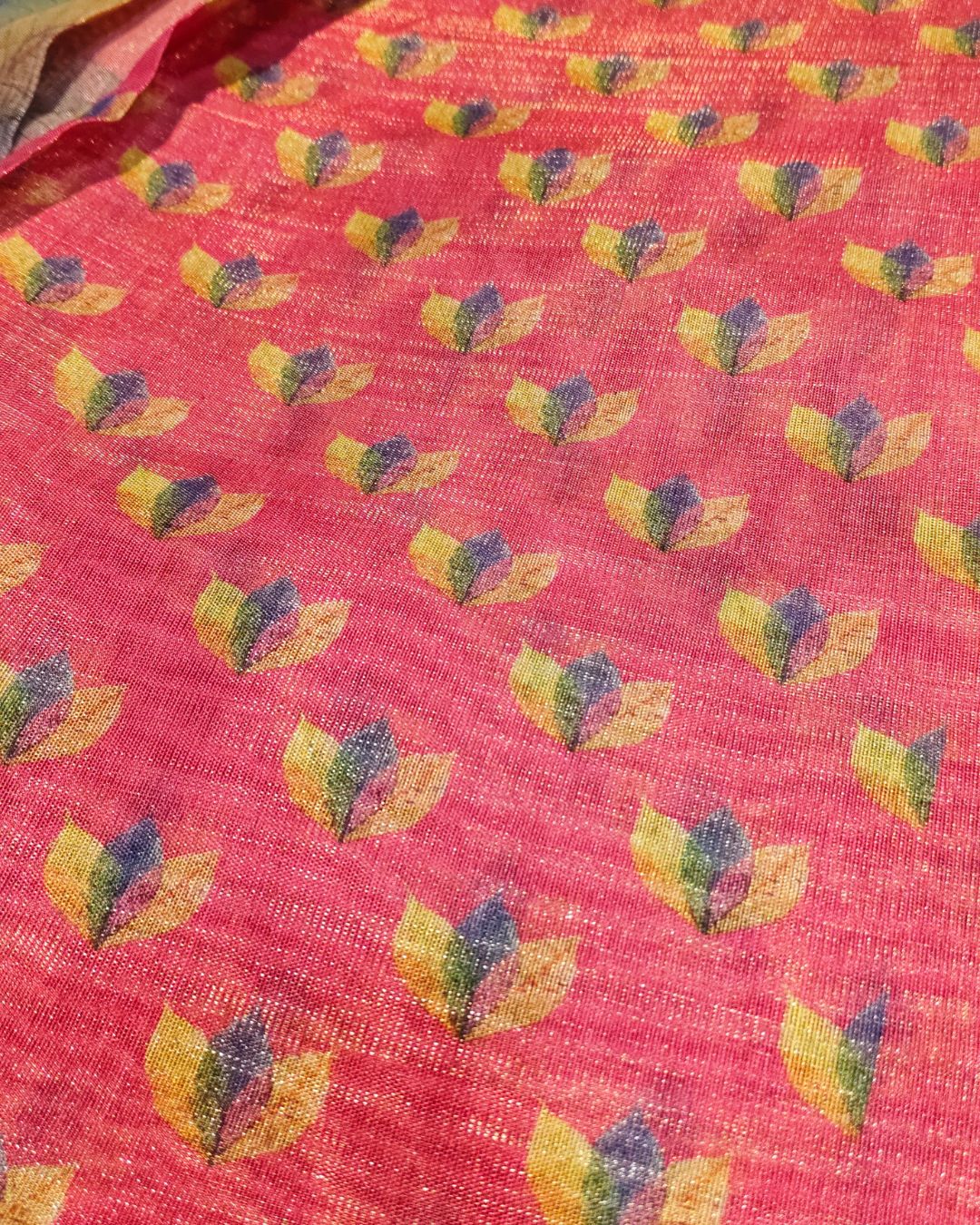 Pink Colour Cotton Tissue Saree