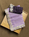 Dusty Lavender Colour Shimmer Georgette Saree with Bead Work