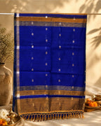 Mustard Yellow Colour Maheshwari Cotton Saree with Contrast Pallu & Blouse