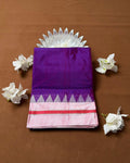 Magenta Purple Colour Contrast Border Irkal/Ilkal Cotton Saree