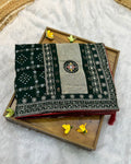 Dark Green Colour Crunchy Silk Work Saree