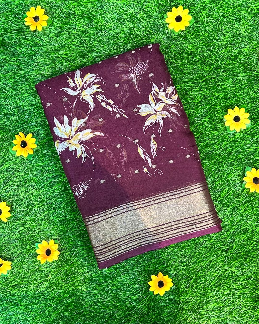 Wine Colour Viscose Saree