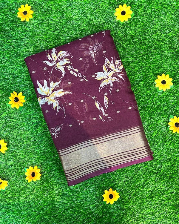 Wine Colour Viscose Saree