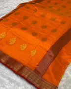 Orange Colour Handloom Chanderi Saree