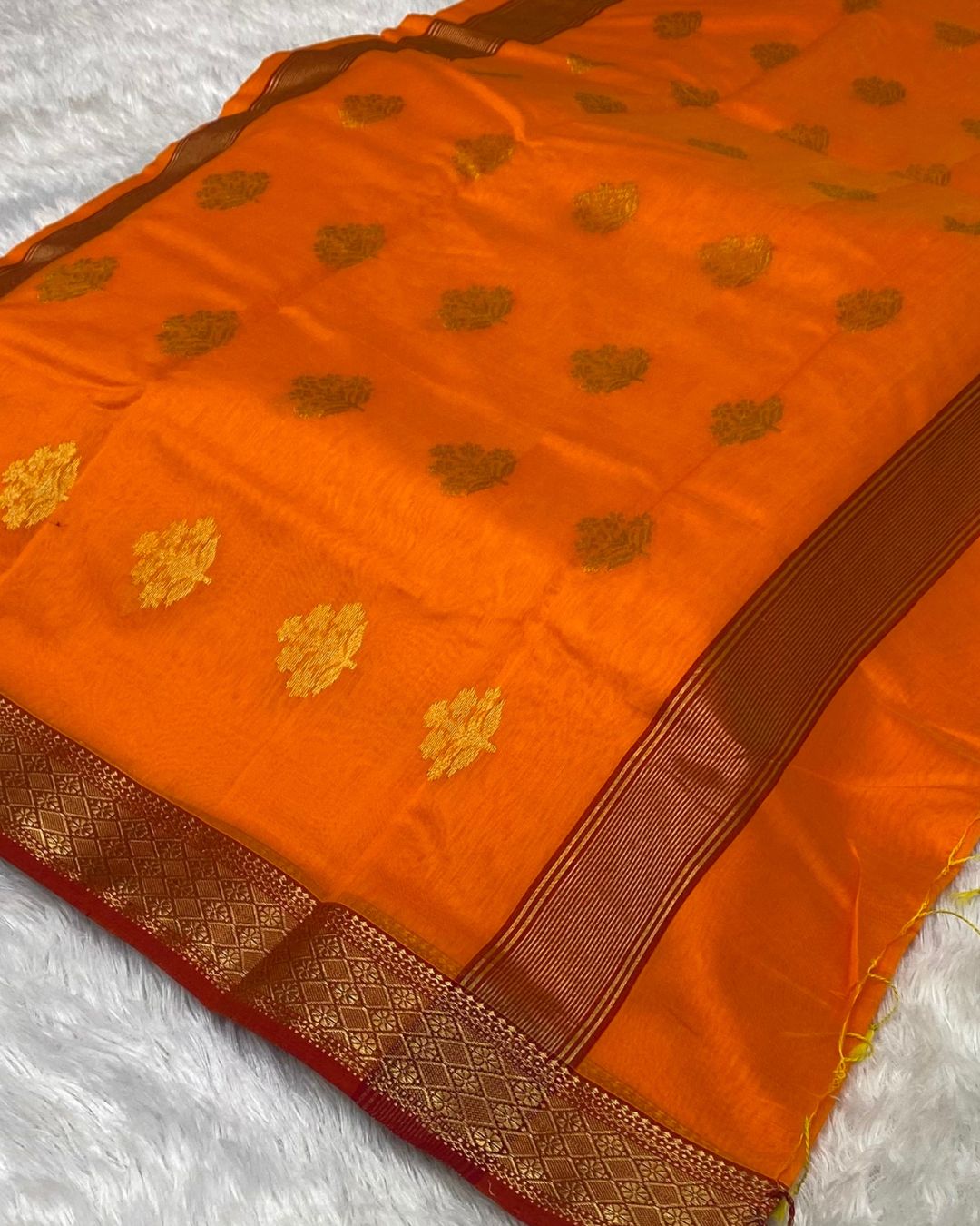 Orange Colour Handloom Chanderi Saree