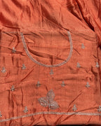 Peach Colour Vichitra Silk Thread Wok Border Design Saree