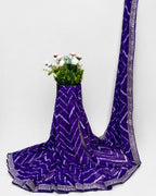 Purple Colour Georgette lace Border Saree